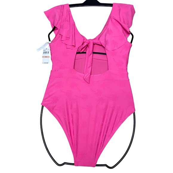 Trina Turks $162 Pink Ruffle-Front One-Piece Swimsuit Tie-Back Design 12 NWT - Picture 10 of 13